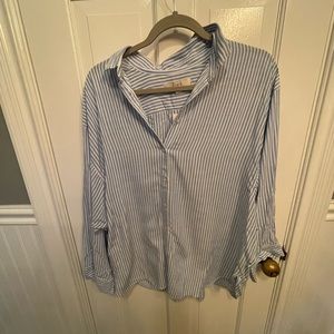 NWT Loft blue and white striped blouse